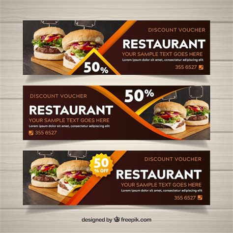 Restaurant Web Banner Collection With Photo Vector Free Download