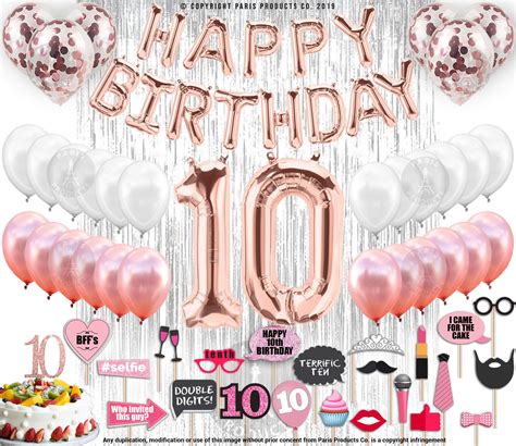 Buy 10th Birthday Decorations For Girls Sash Balloon Number Cupcake