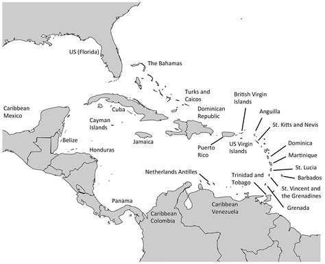 Map Of The Caribbean Region