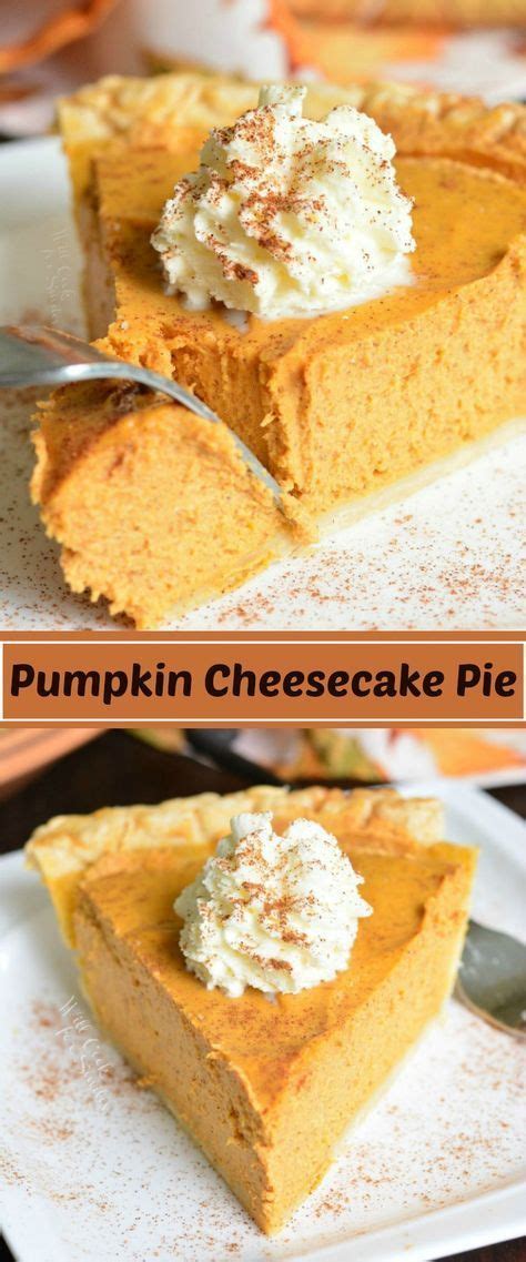 this pumpkin cheesecake pie is a combination of a classic pumpkin pie with silky creaminess of a