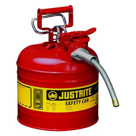 Justrite® 7220120 2 Gal Red Type Ii Steel Gasoline Liquids Safety Can