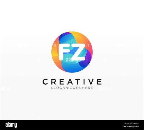 Fz Initial Logo With Colorful Circle Template Stock Vector Image And Art