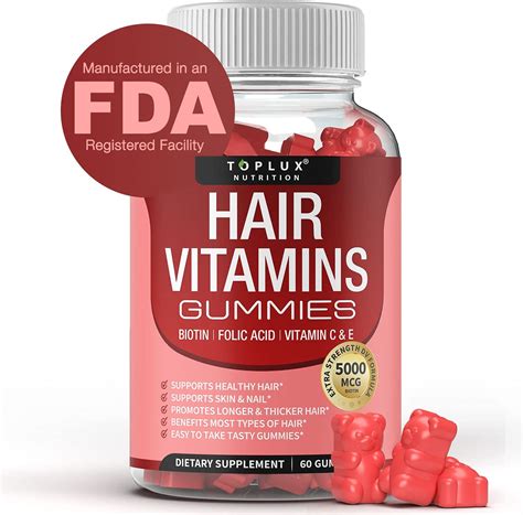 Buy Hair Vitamins Gummies Supplement Faster Hair Growth Gummy 5000mcg