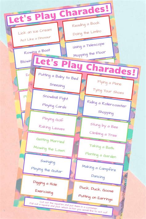 192 Easy Charades Ideas For Kids Printable Words Lists 45 Off
