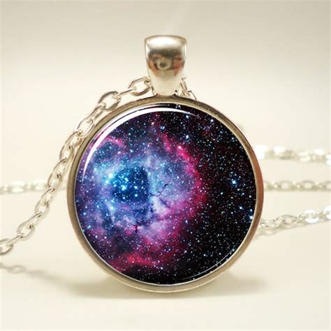 Rosette Nebula Necklace Galaxy Jewelry Universe Pendant By Rainnua