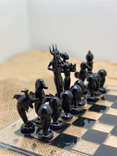 Set Chess Pieces Sea Theme Board Games For Adults Idea T Etsy
