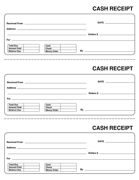 Payment can be made by cash or card upon delivery. Printable Cash Receipts | charlotte clergy coalition