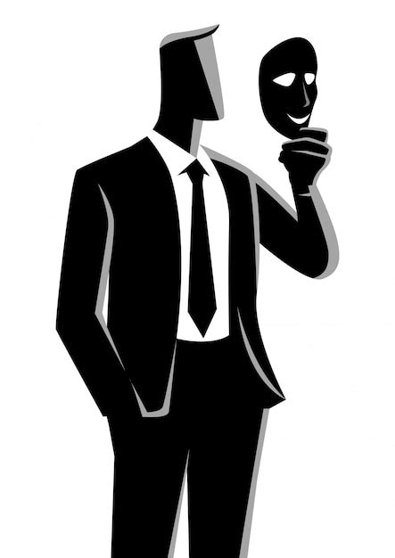 Premium Vector Businessman Holding A Mask In Front Of His Face