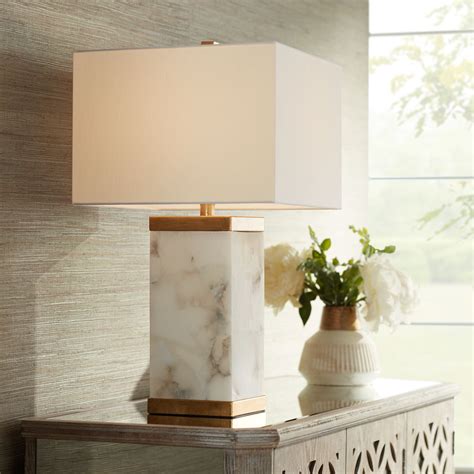 Possini Euro Design Modern Table Lamp With Nightlight Alabaster And