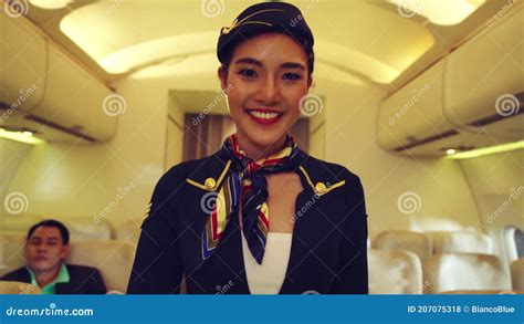 Cabin Crew Or Air Hostess Working In Airplane Stock Footage Video Of Crew Headshot 207075318