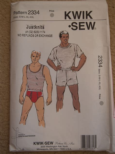 Kwik Sew 2334 Mens Boxer Shorts Briefs And Vest Kwik Sew Quilting