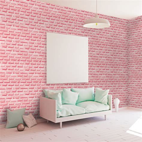 3d Pink Brick Wallpaper Stickers Sweet Girls Room Bedroom Wallpapers