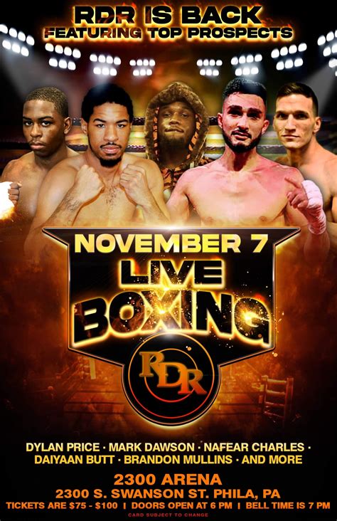 Rdr Promotions Stages 1st Card In Philadelphia In Eight Months On Saturday November 7th At The