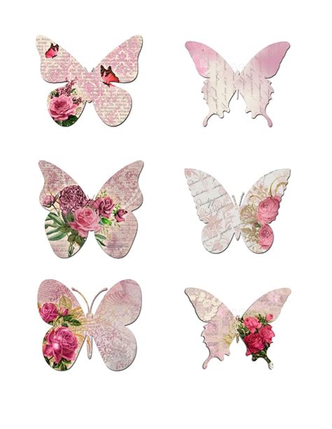 12 Printable Vintage Butterfly Papersshabby Chic Etsy