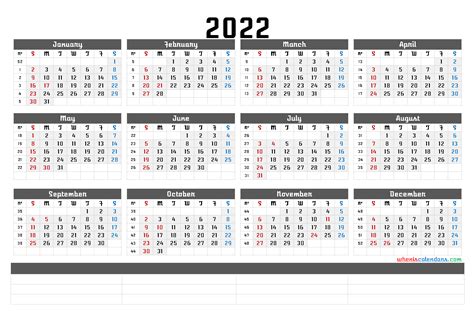 Printable 2022 Yearly Calendar Premium Templates Free Printable