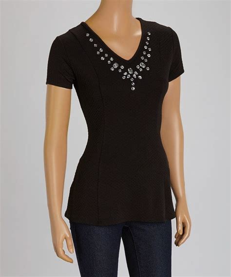 Look At This Black V Neck Rhinestone Top On Zulily Today Dyt Type 4
