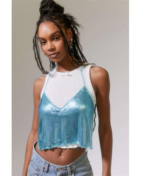 Urban Outfitters Uo Gia Metal Halter Top In Blue Lyst