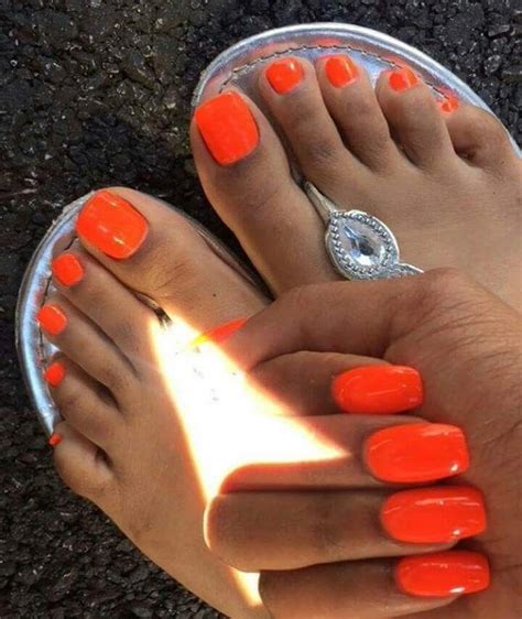 Pin By Scott Patton On Nice Toes In Thong Sandals Orange Toe Nails Summer Toe Nails Toe Nail