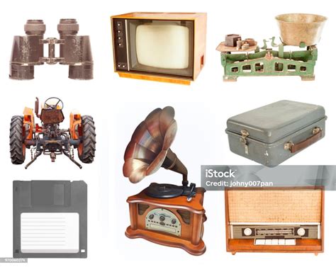 Set Of Vintage And Retro Items Isolated Stock Photo Download Image