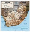 Large detailed political map of South Africa with relief, roads and ...