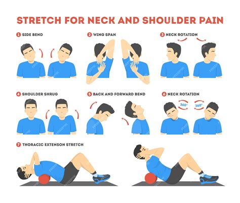 Premium Vector Neck And Shoulder Exercise Stretch To Relieve Neck Pain