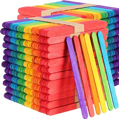 Faatcoi 1000 Pcs Colored Popsicle Sticks For Crafts Wooden Jumbo