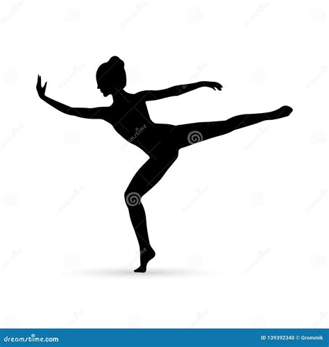 Ballet Dancer In Silhouette Dancing In Pose Or Position Stock Vector