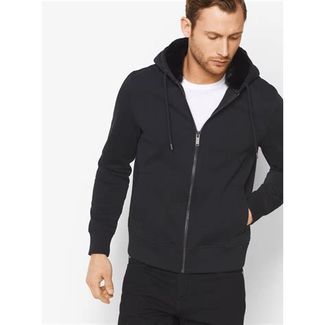 Lyst Michael Kors Fur Lined Zip Up Hoodie In Black For Men