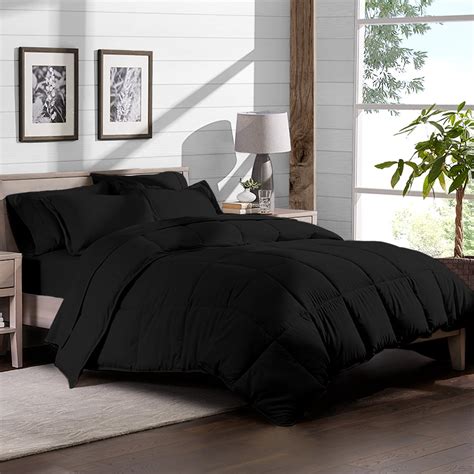5 Piece Bed In A Bag Twin Extra Long Comforter Set Black Sheet Set Black
