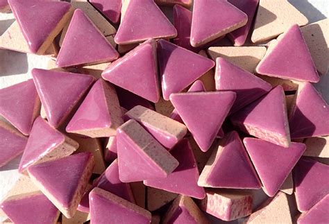 Purple Mini Triangles Mosaic Tiles 50g Ceramic 15mm In Violet