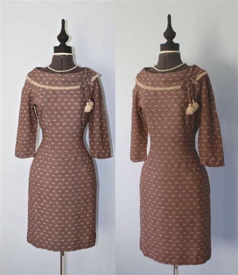 Vintage 1940s Wiggle Dress 40s 50s Brown Minx Modes Wwii Etsy