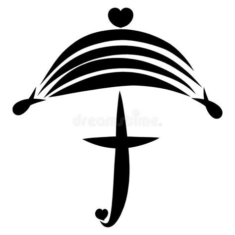 Umbrella With Christian Symbols Faith And Protection Stock