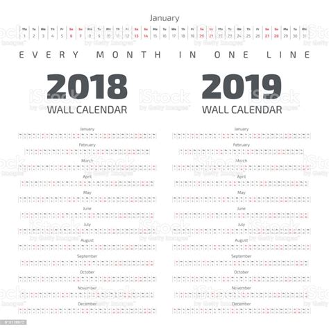 20182019 Year Calendar Set Stock Illustration Download Image Now