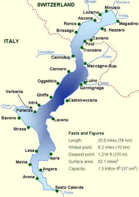 Map With All The Towns On Lake Maggiore You Can See That The Lake Is