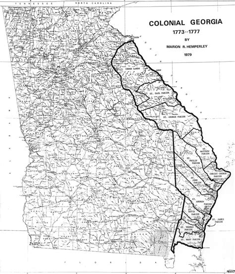 1773 Map Of Georgias Colonial Parishes Georgia Map Georgia History