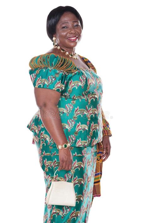 Traditional Ghana Senior African Woman With Traditional Ghana Clothing