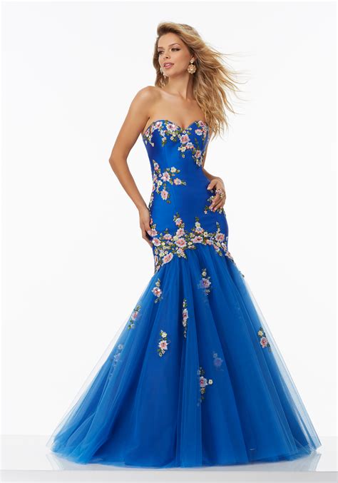Larissa Satin Prom Dress With Tulle Skirt Style 99077 Morilee