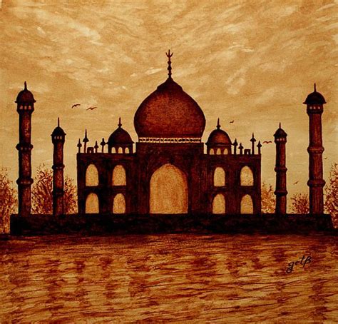 Taj Mahal Lovers Dream Georgeta Blanaru Coffee Painting Coffee