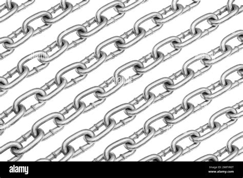 Pattern Of Diagonal Metal Chains Isolated On White Background Metal