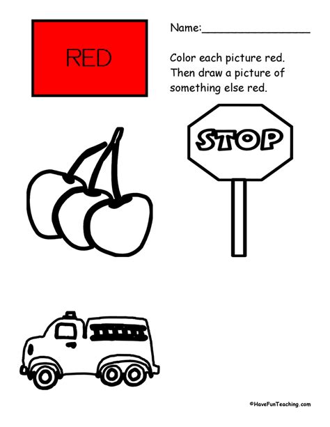 Red Worksheet For Preschool