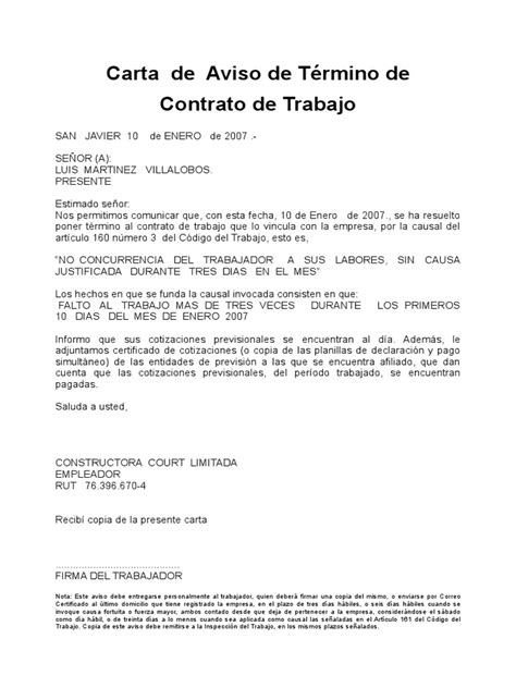 Carta De Aviso Pdf