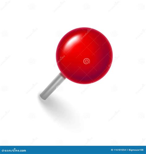 Realistic Detailed 3d Red Push Pin Vector Stock Vector Illustration