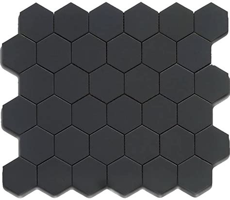 Black 2 Inch Hexagon Mosaic Matte 10 Pieces 10 Sqft Ceramic Floor