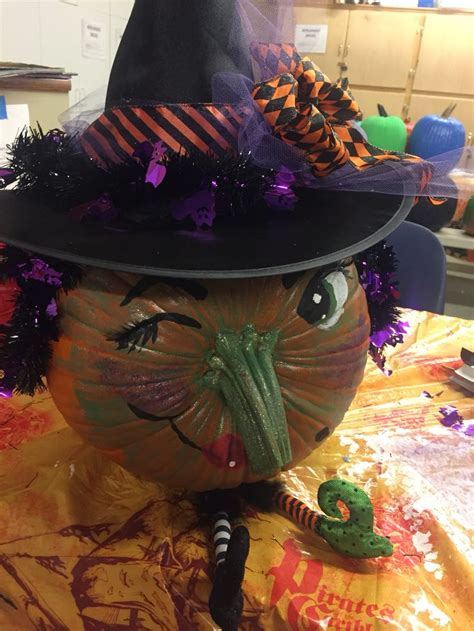 Winking Witch Pumpkin Fun Painted Pumpkin For Halloween Yes She Has