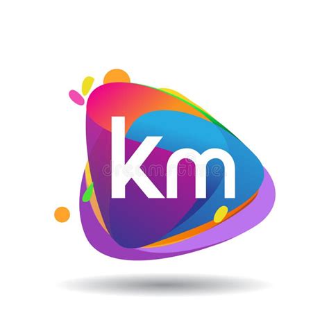 Letter Km Logo With Colorful Splash Background Letter Combination Logo