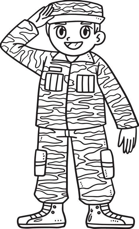 Saluting Soldier Isolated Coloring Page For Kids 22463820 Vector Art At