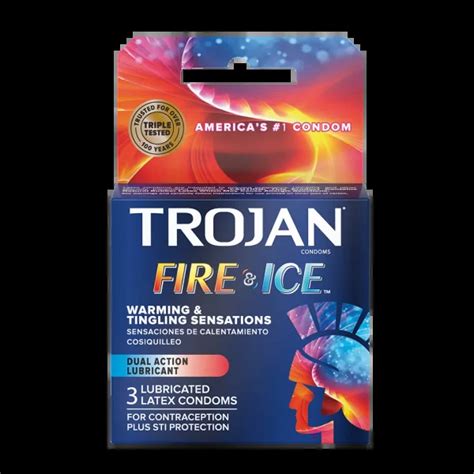 Trojan Fire And Ice Condoms Dual Action Lubricant 3 Latex Condoms Beautyfly