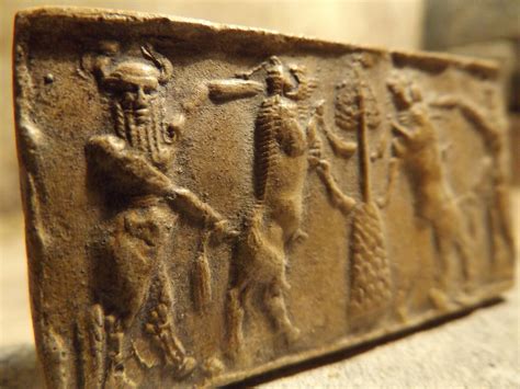 Gilgamesh And Bull Man Akkadian Cylinder Seal Impression Mesopotamian