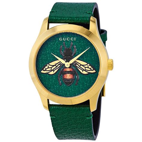 Gucci G Timeless Emerald Green With Bee Motif Dial Unisex Watch