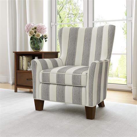 Gray Striped Accent Chair